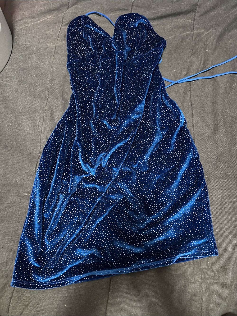 Lucy in the Sky Royal Blue Velvet Mini Dress with Rhinestones